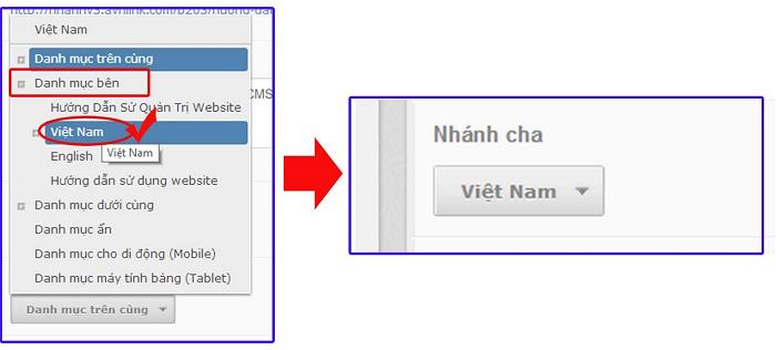 Hổ trợ quản trị thiết kế website vnvn cms 3.0 chỉnh sữa danh mục
