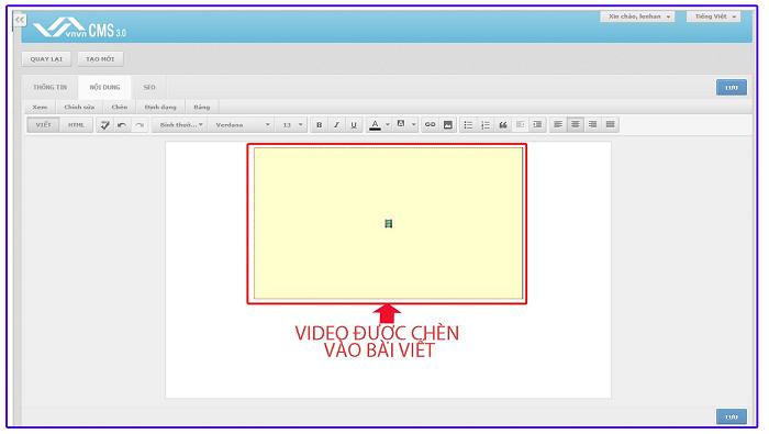 Hỗ trợ quản trị thiết kế website vnvn cms 3.0 thêm video từ youtube vào bài viết